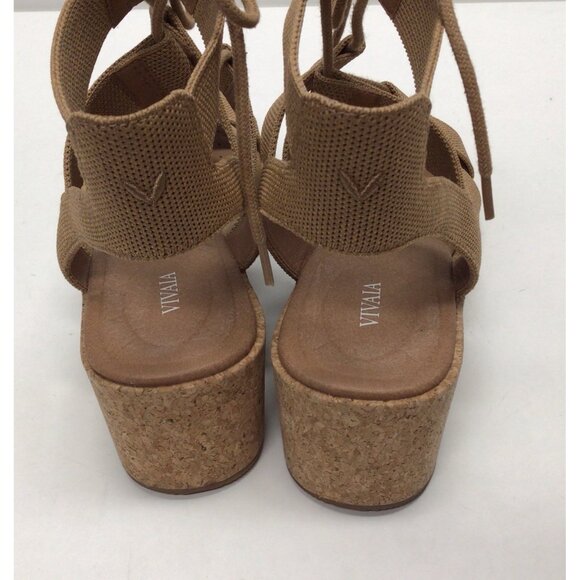 Vivaia Heidi Wedge Sandals Shoes Almond Toe Size 42 US 10.5 Cork Heels - Picture 4 of 11
